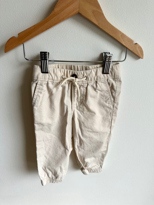 Cream Drawstring Pants / 6-12m