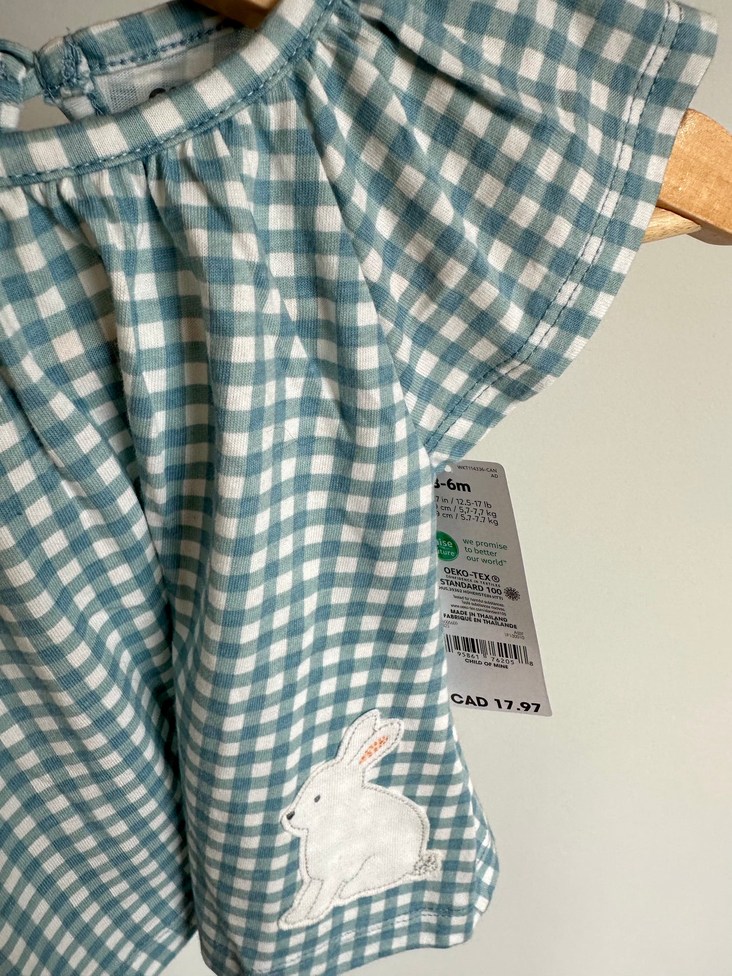 Gingham Bunny Top (With Tags) / 3-6m