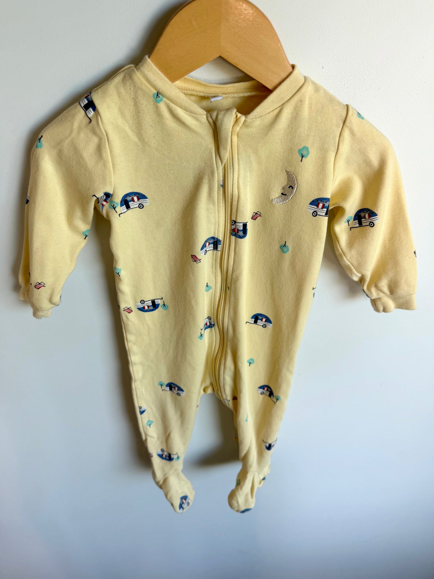 Organic Cotton Yellow Trailer Print Sleeper / 9m