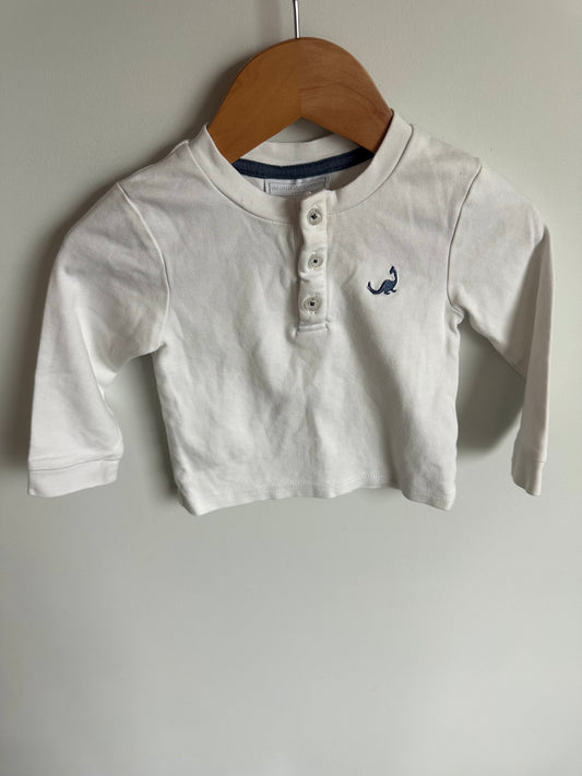 White Long Sleeve Dino Top / 12-18m