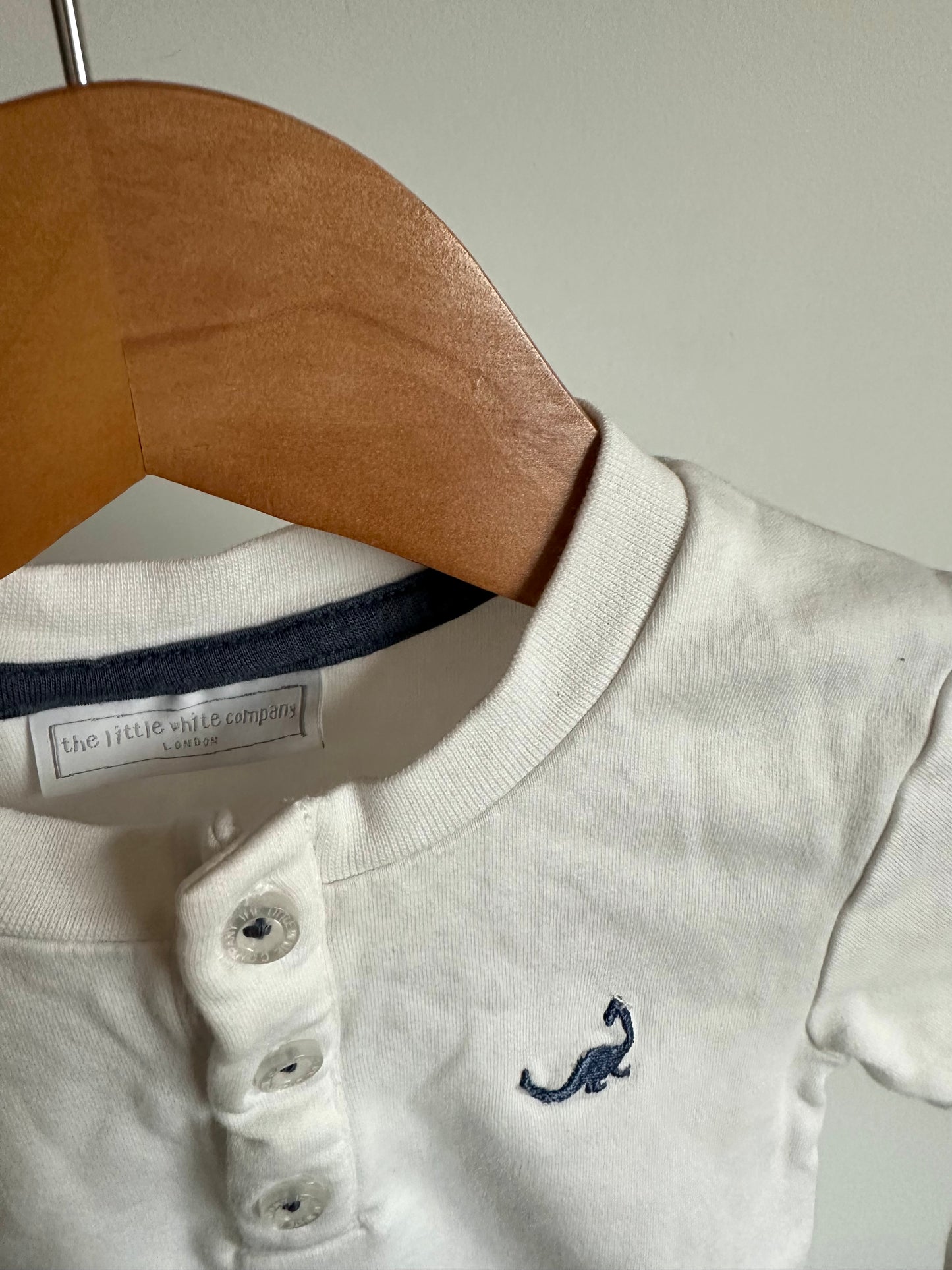 White Long Sleeve Dino Top / 12-18m