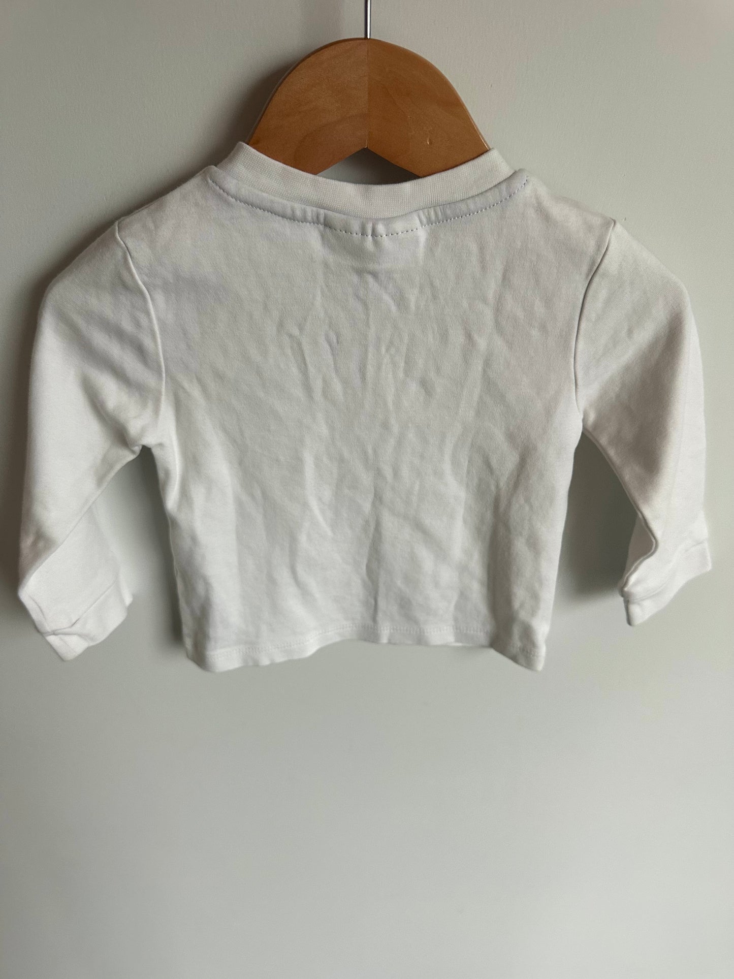 White Long Sleeve Dino Top / 12-18m