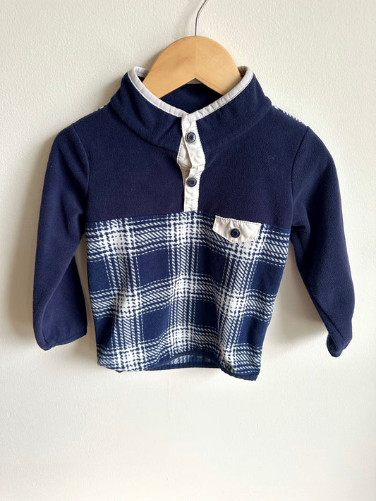 Fleece Pull Over Tartan Sweater / 24m