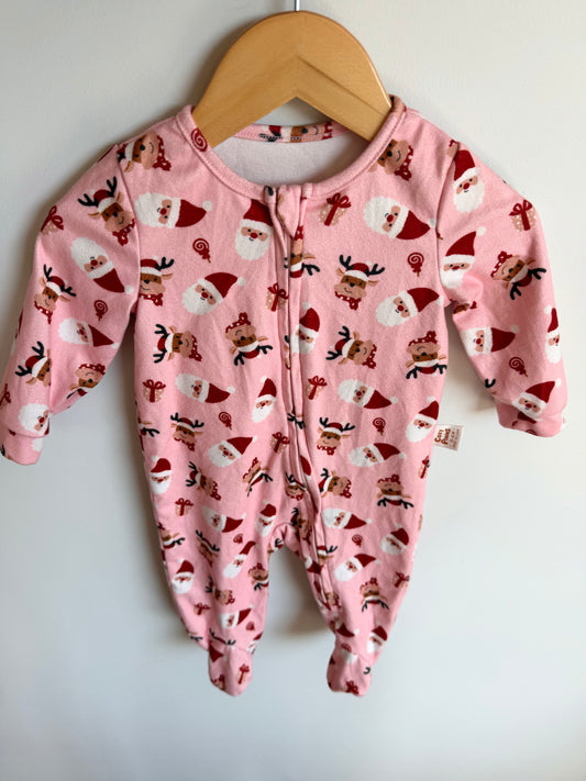Pink Santa Reindeer Sleeper / 3-6m