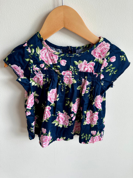 Navy Floral Top / 6-12m