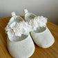 White Sparkly Frill Shoes / 0-3m