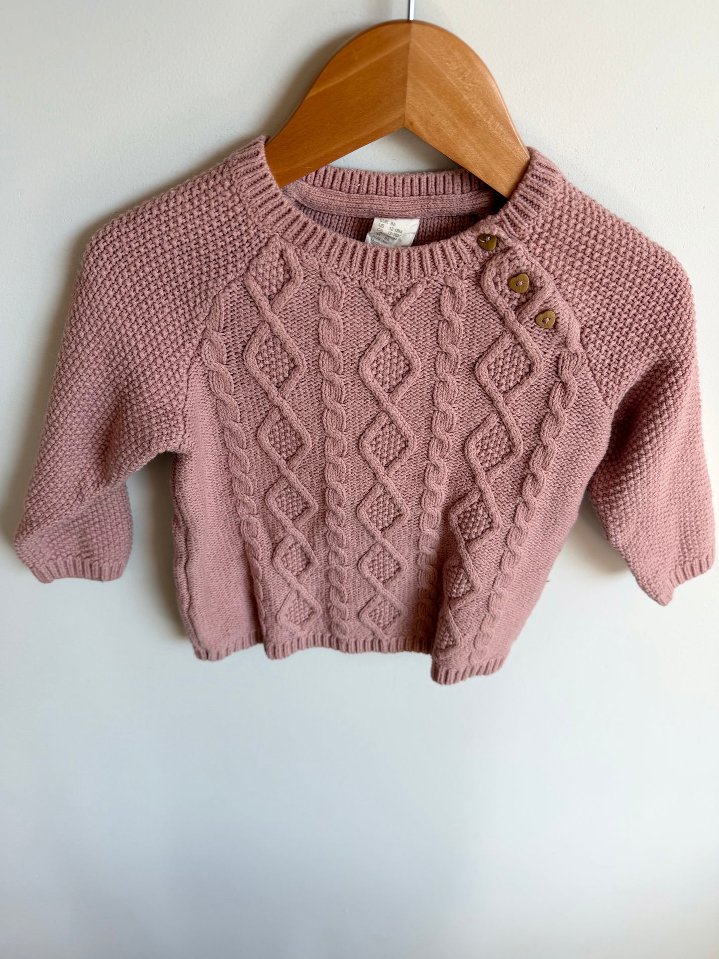H&M Pink Cable Knit Sweater / 12-18m