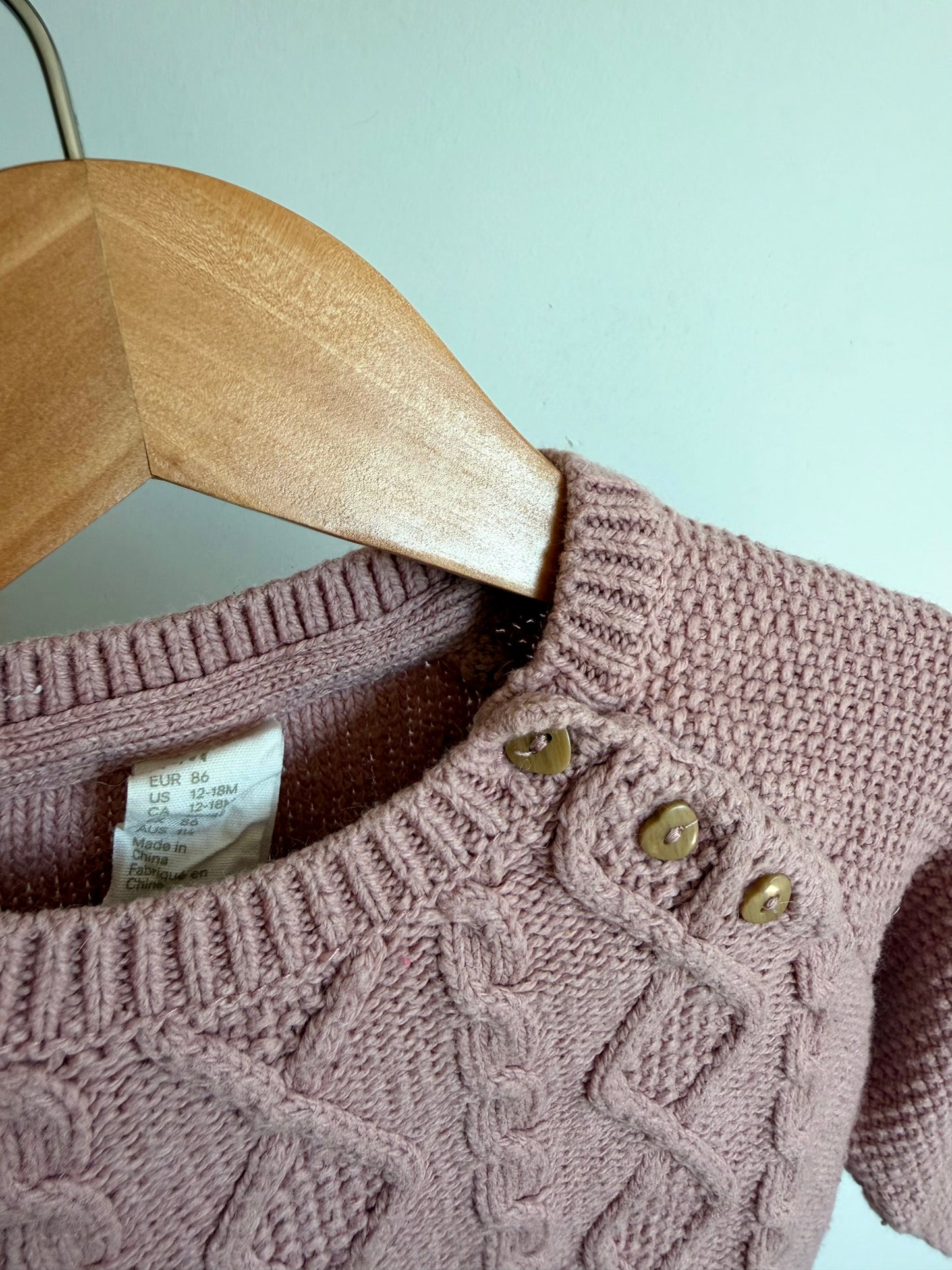 H&M Pink Cable Knit Sweater / 12-18m