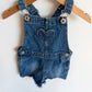 Heart Jean Overall Shorts / 2T