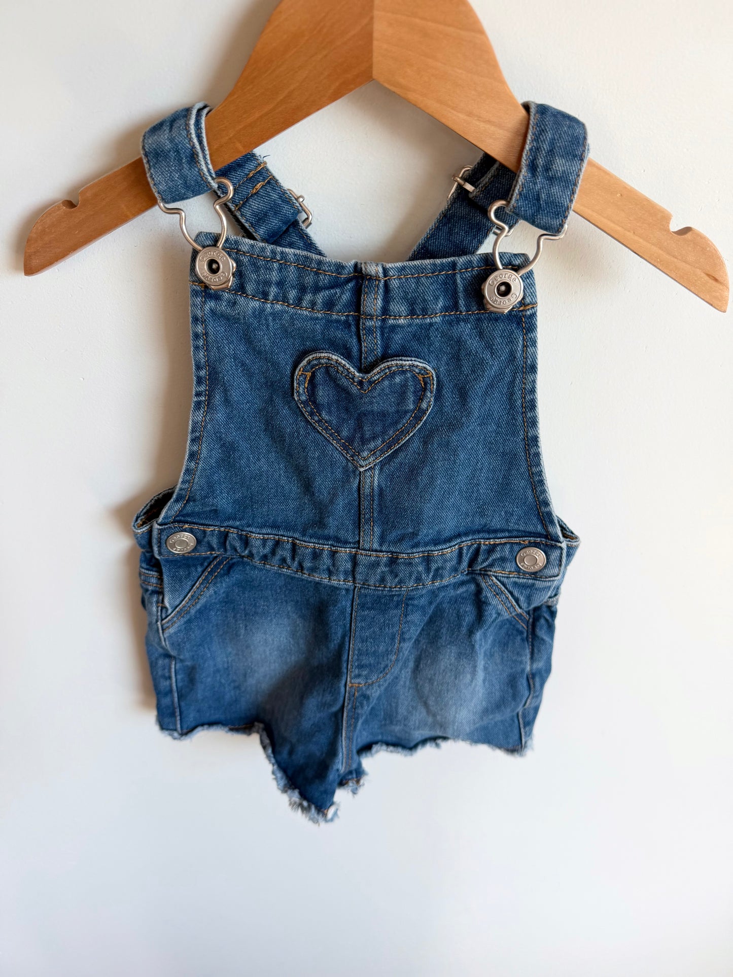 Heart Jean Overall Shorts / 2T