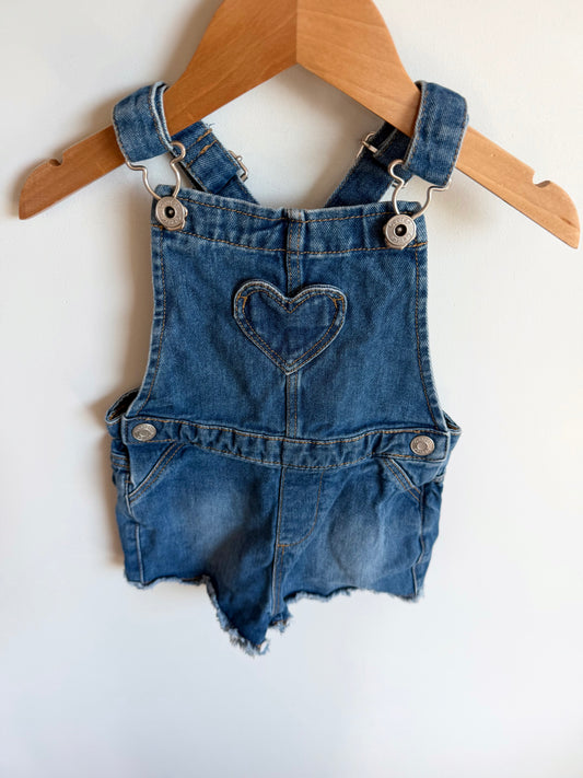 Heart Jean Overall Shorts / 2T