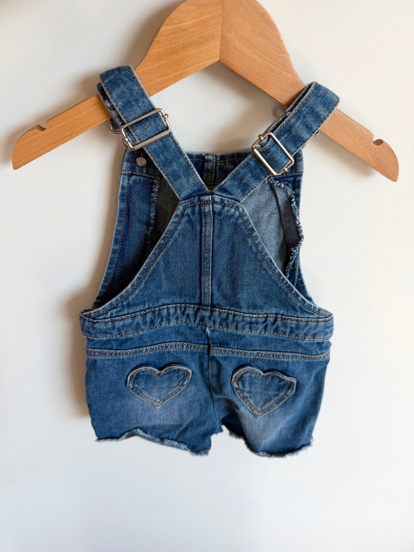 Heart Jean Overall Shorts / 2T