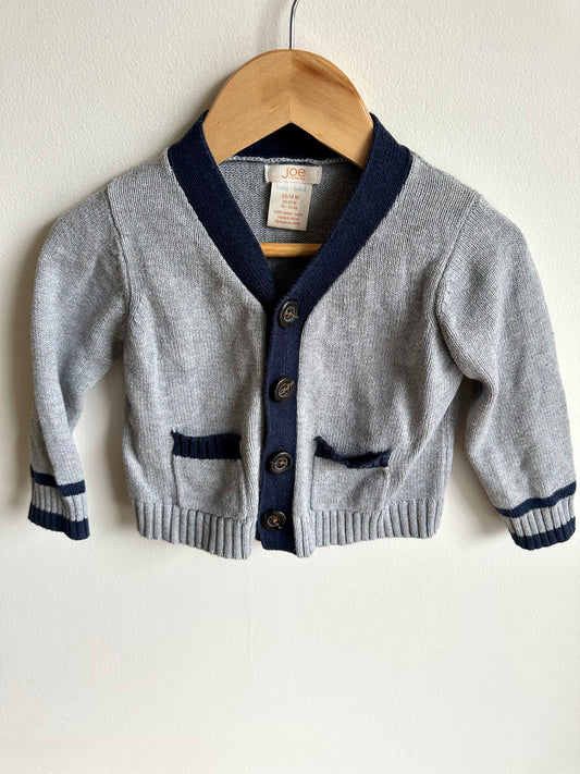 Grey Cardigan with Blue Trim / 12-18m