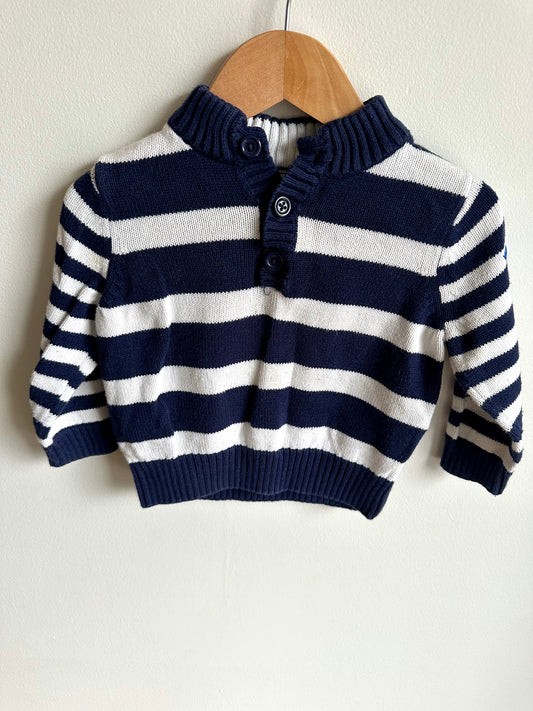 Striped 3 Button Pull Over Sweater / 12-18m