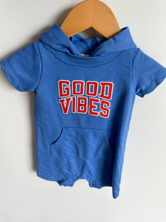 Good Vibes Hooded Romper / 9m