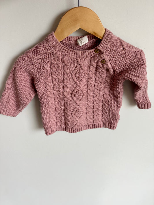 Cable Knit Pink Sweater (PLAY) / 4-6m