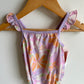 Bubble Floral Romper with Purple Trim (With Tags) / 3-6m