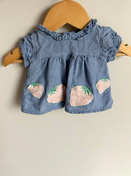 Strawberry Chambray Top / 0-3m