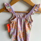 Bubble Floral Romper with Purple Trim (With Tags) / 3-6m