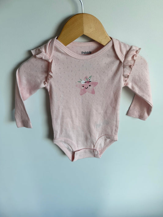 Star Eyelet Long Sleeve Bodysuit / 6m