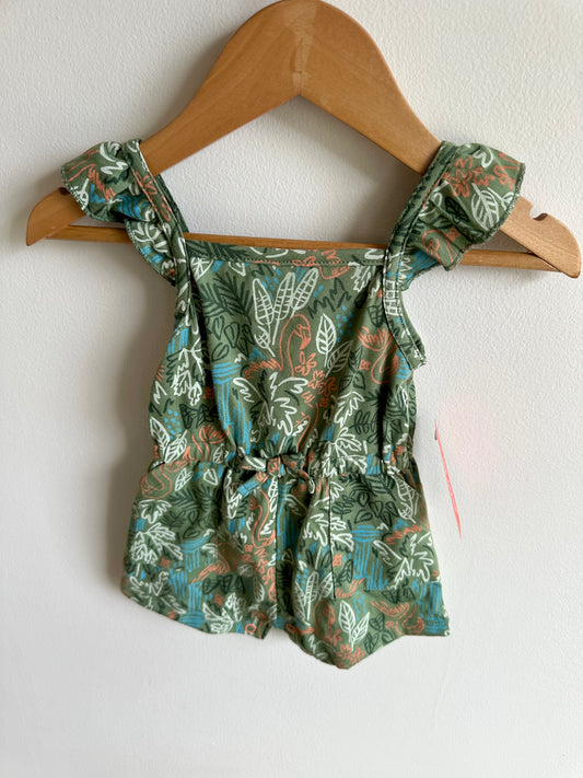 Green Lined Flamingo Romper (With Tags) / 3-6m