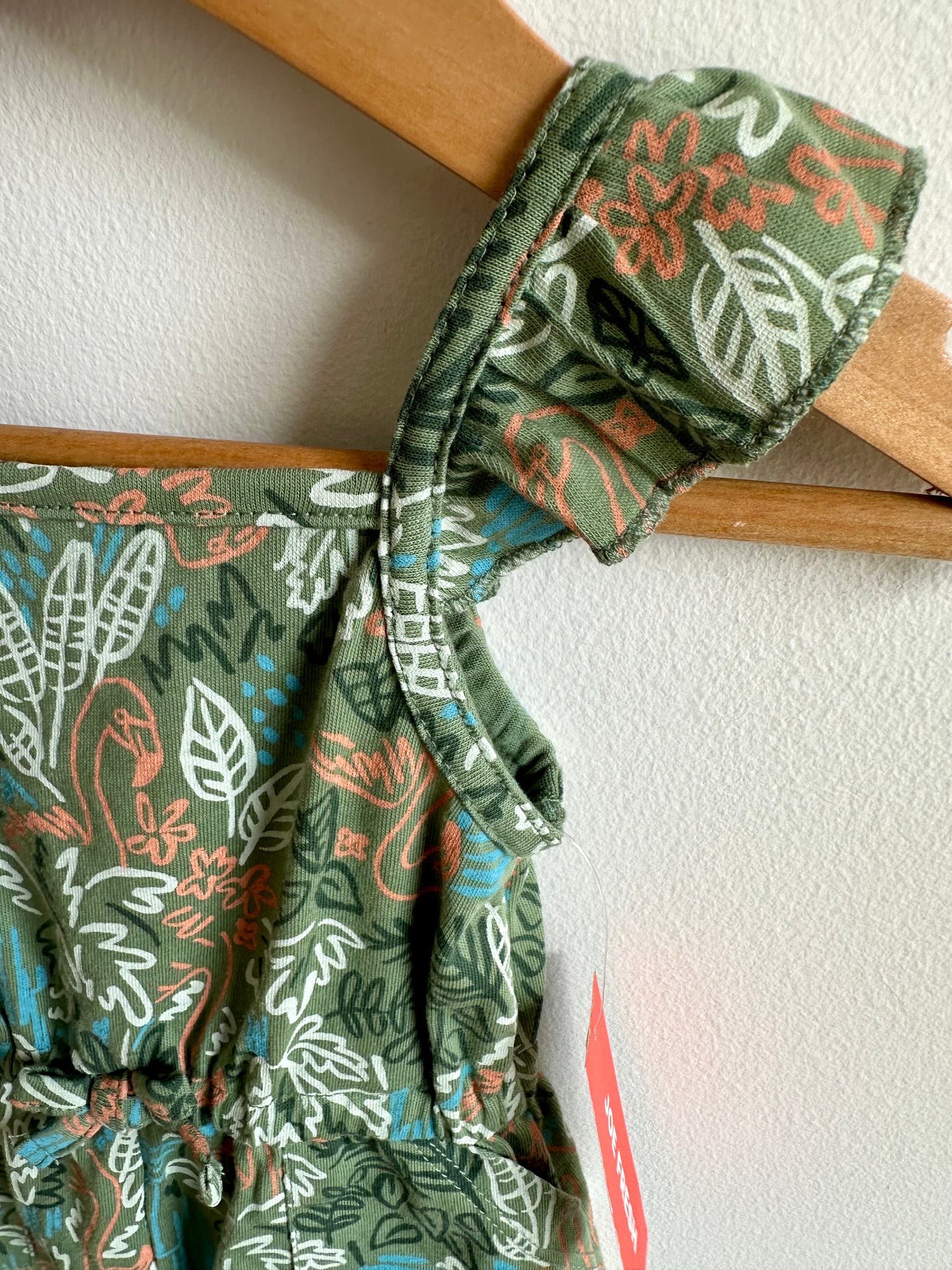 Green Lined Flamingo Romper (With Tags) / 3-6m