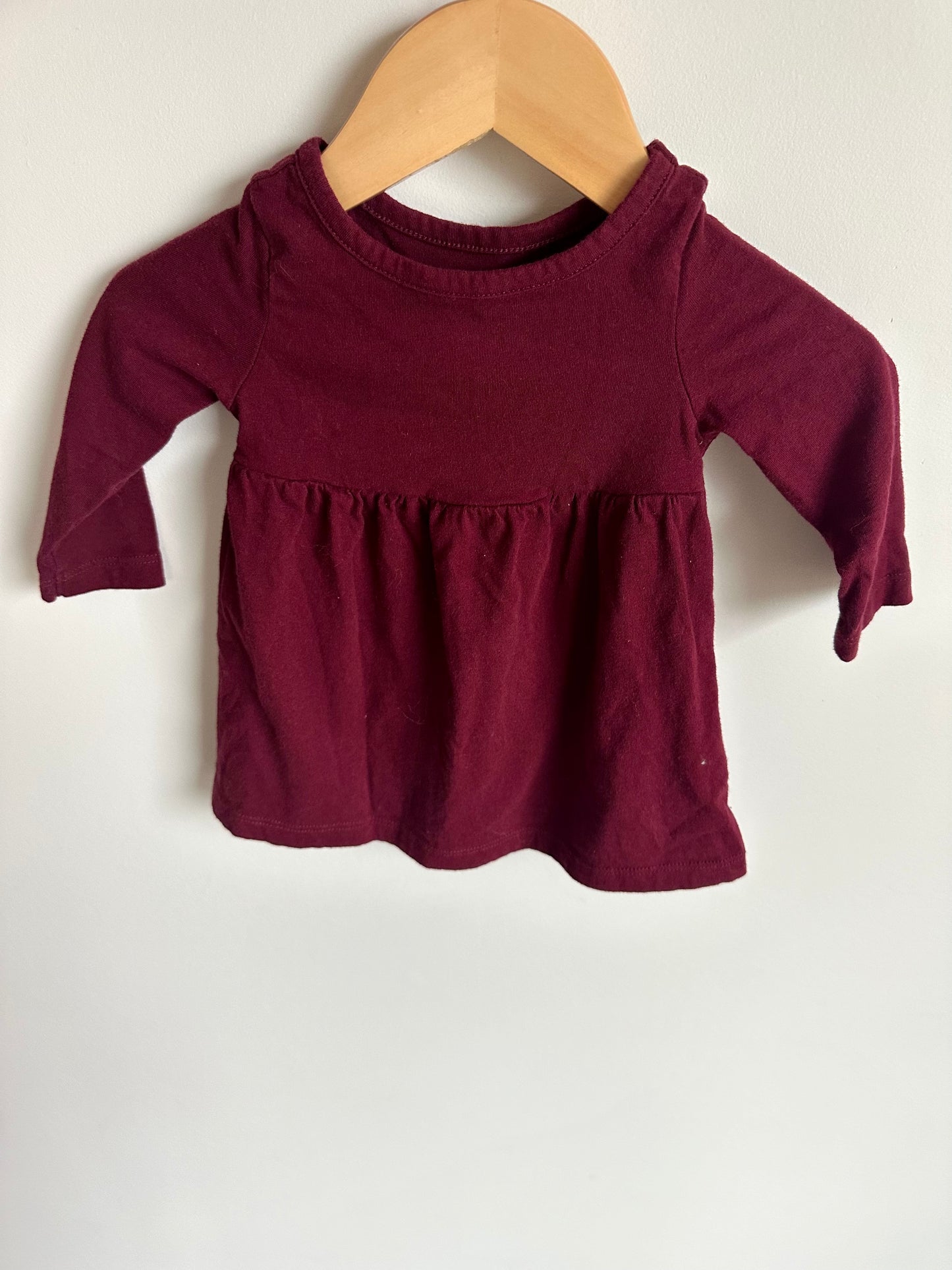 Cranberry Long Sleeve Dress / 3-6m