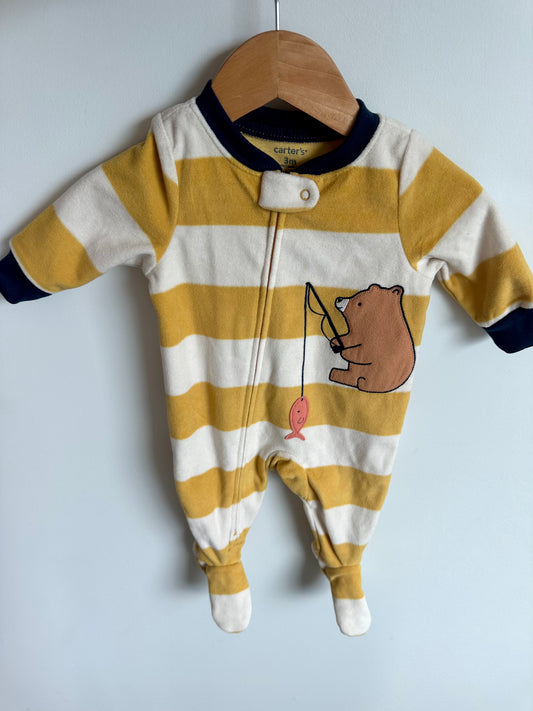Fleece Stripe Bear Sleeper/ 3m