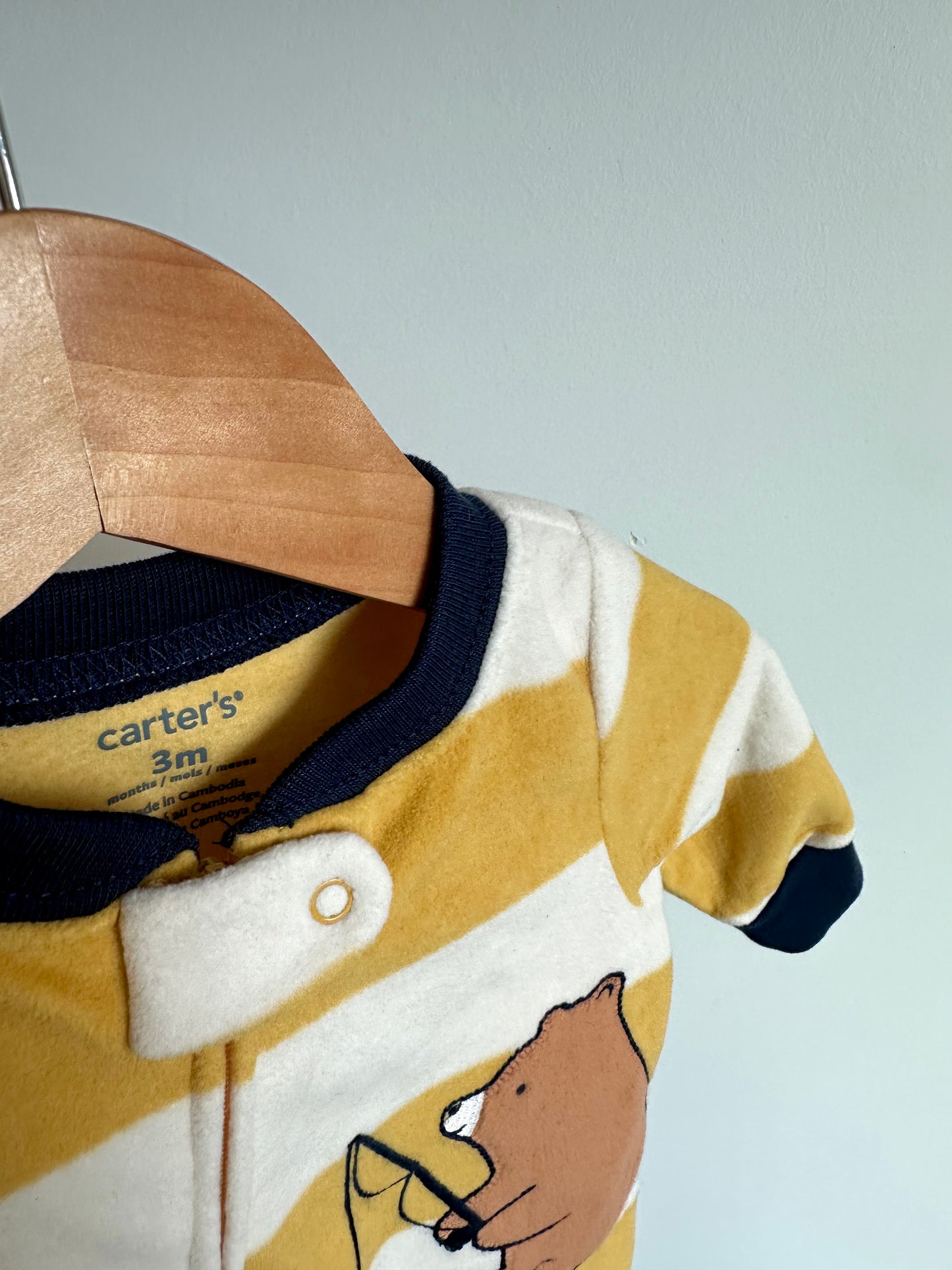 Fleece Stripe Bear Sleeper/ 3m