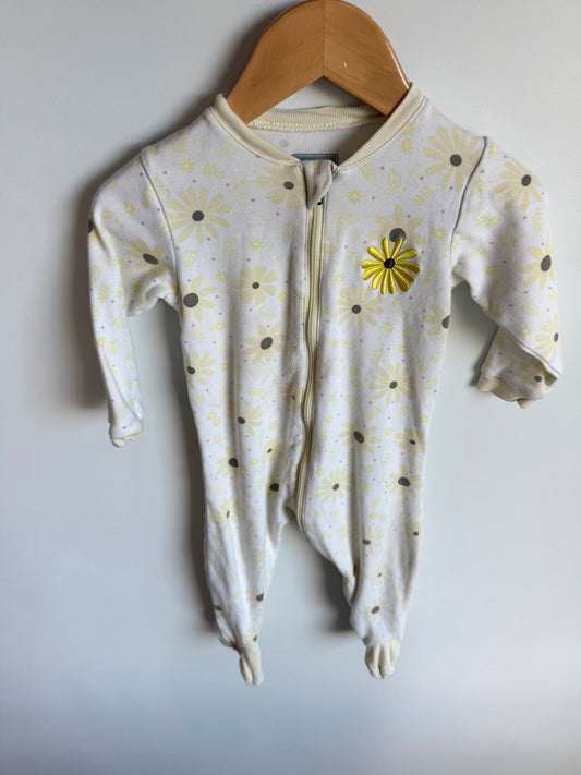 Yellow Flower 2 Way Zipper Sleeper / 9m