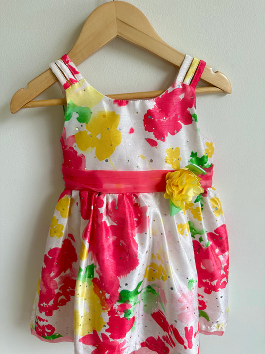 Yellow Flower Dress with Sash / 3T