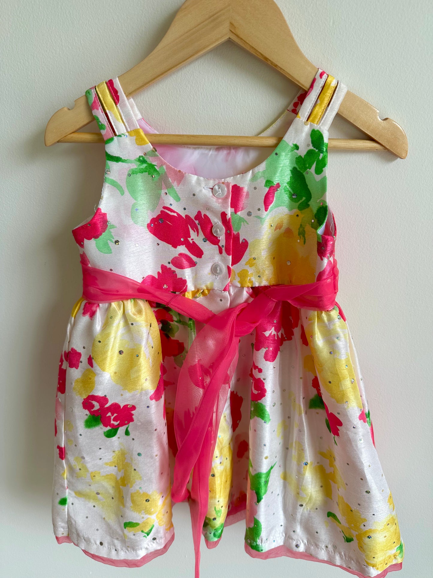 Yellow Flower Dress with Sash / 3T