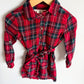Plaid with Shimmer Red Belt Dress / 2-3T