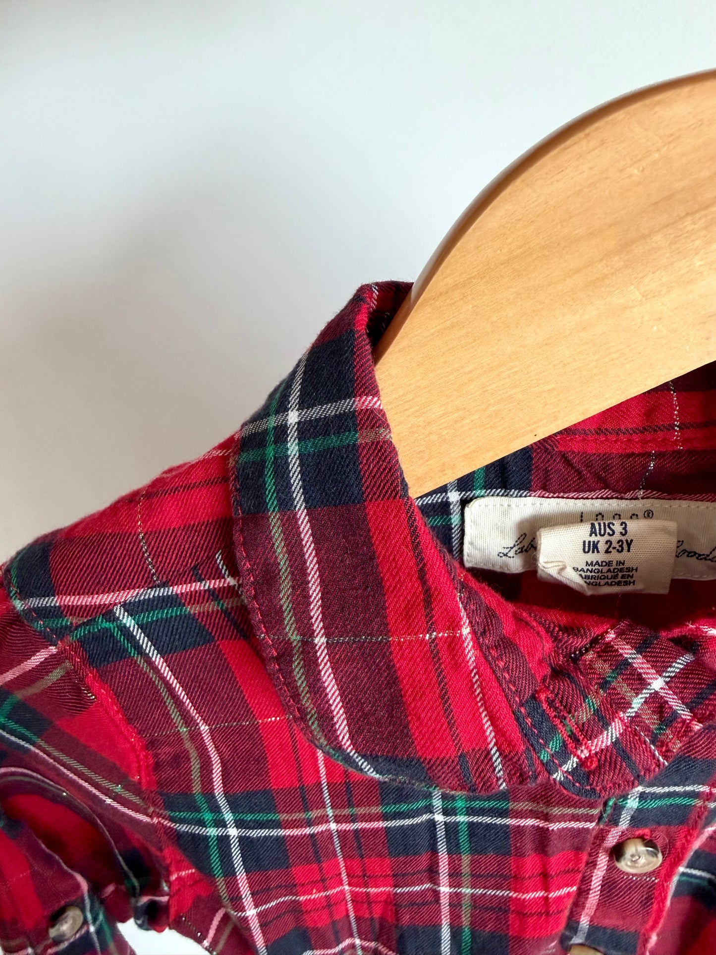 Plaid with Shimmer Red Belt Dress / 2-3T