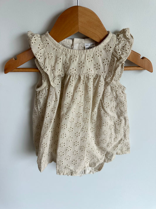 Eyelet Beige Bodysuit Dress / 6m