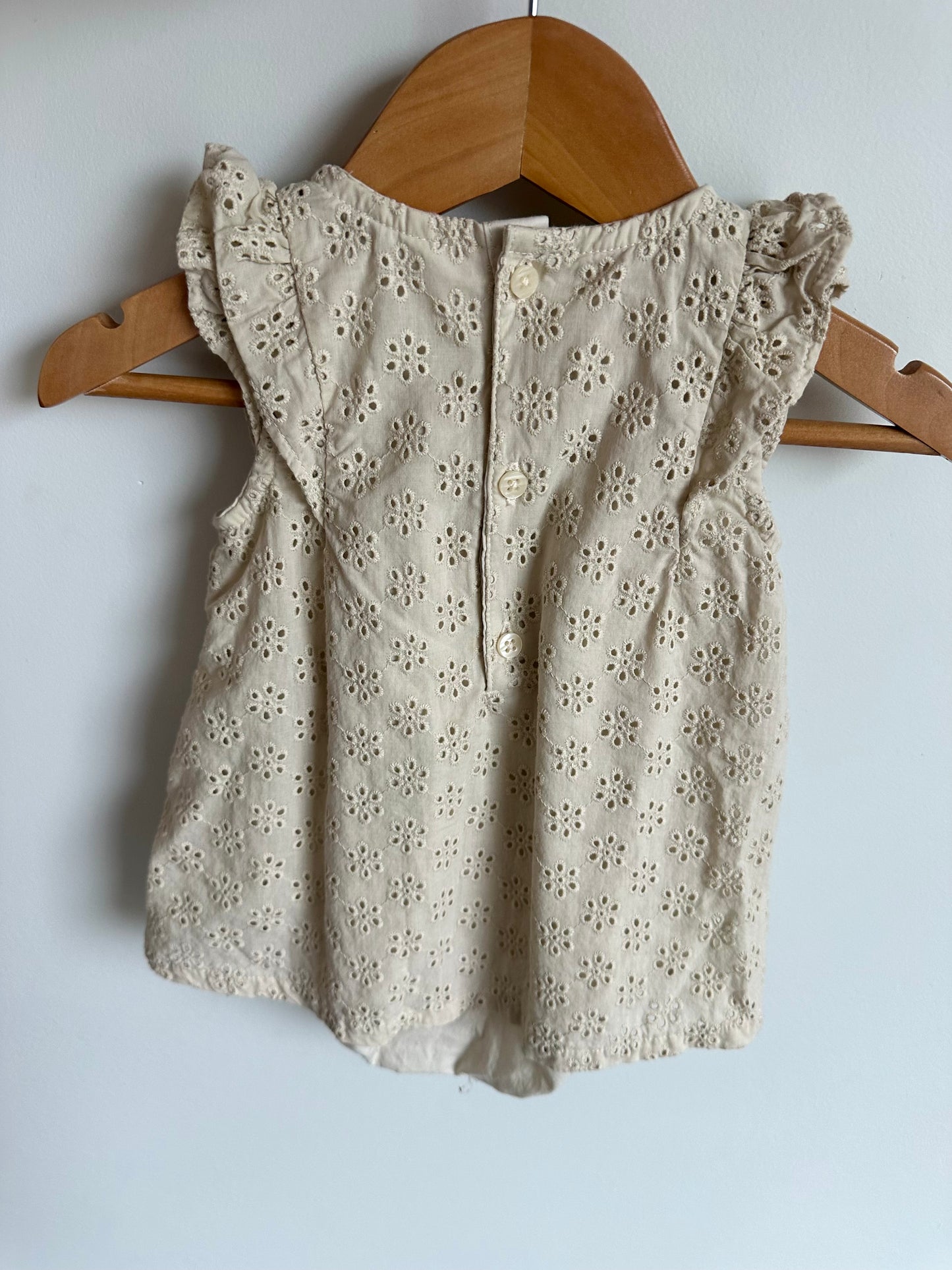 Eyelet Beige Bodysuit Dress / 6m