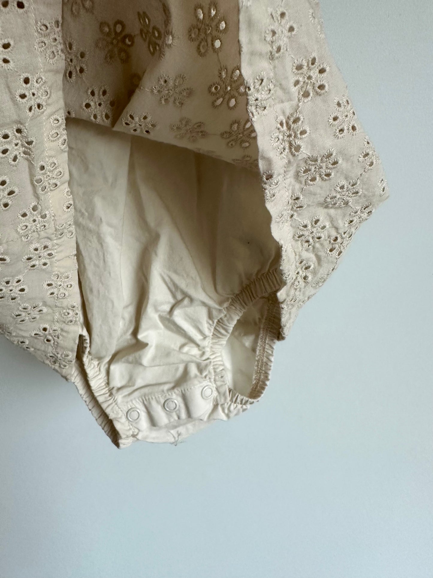 Eyelet Beige Bodysuit Dress / 6m