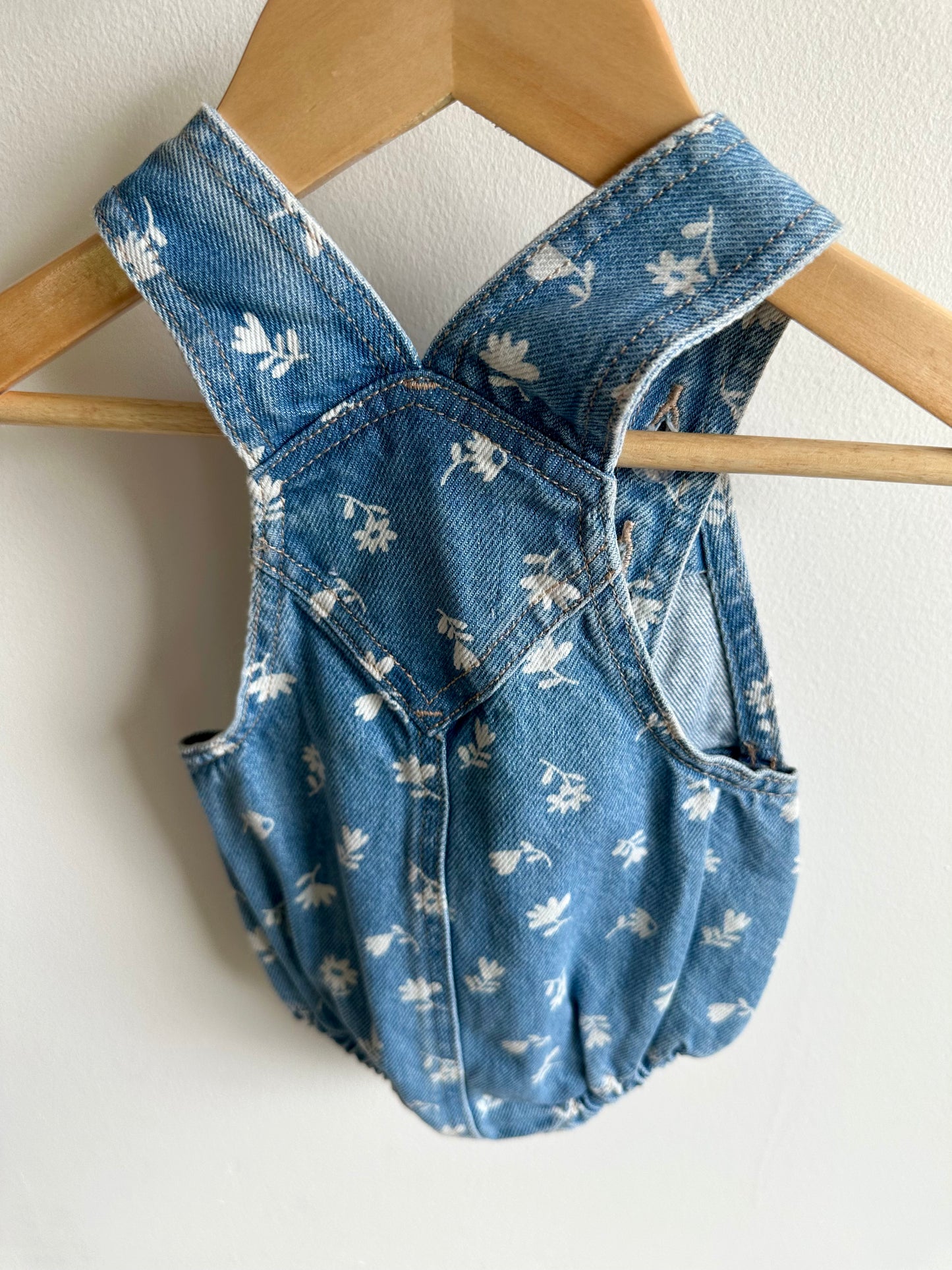 Jean Bubble Floral Print Overalls (With Tags) / 3-6m