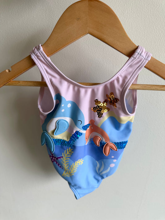 Dolphin Sequin Swimsuit / 3-6m