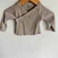 Ribbed Organic Beige Wrap Top / 3-6m