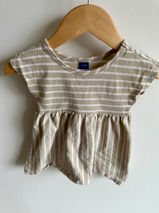 Tan Striped Flowy Dress / 3-6m