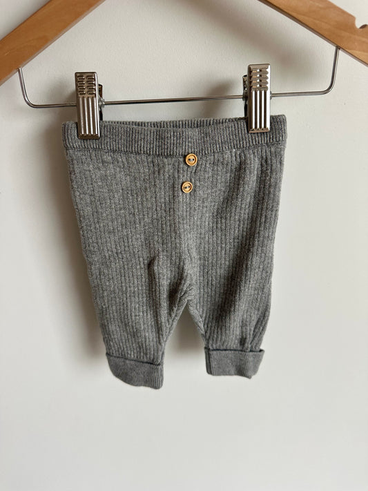 Grey Ribbed Pants / 0-1m