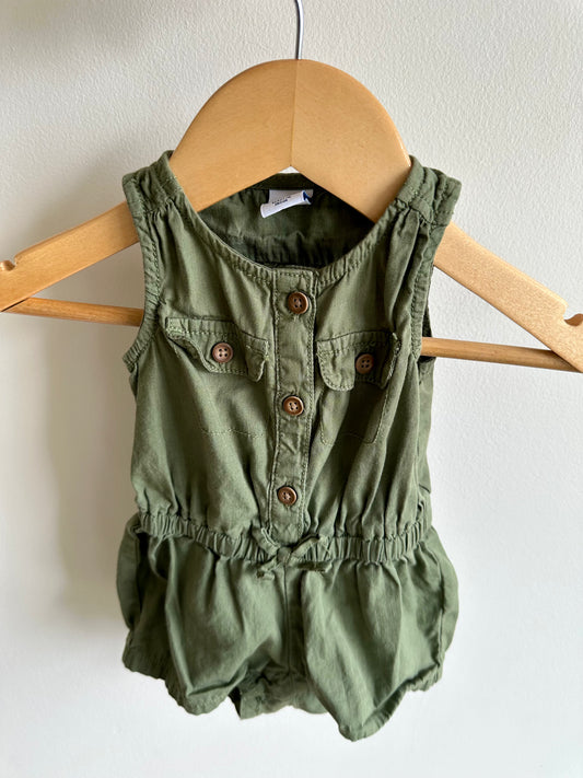 Cargo Green Romper / 0-3m