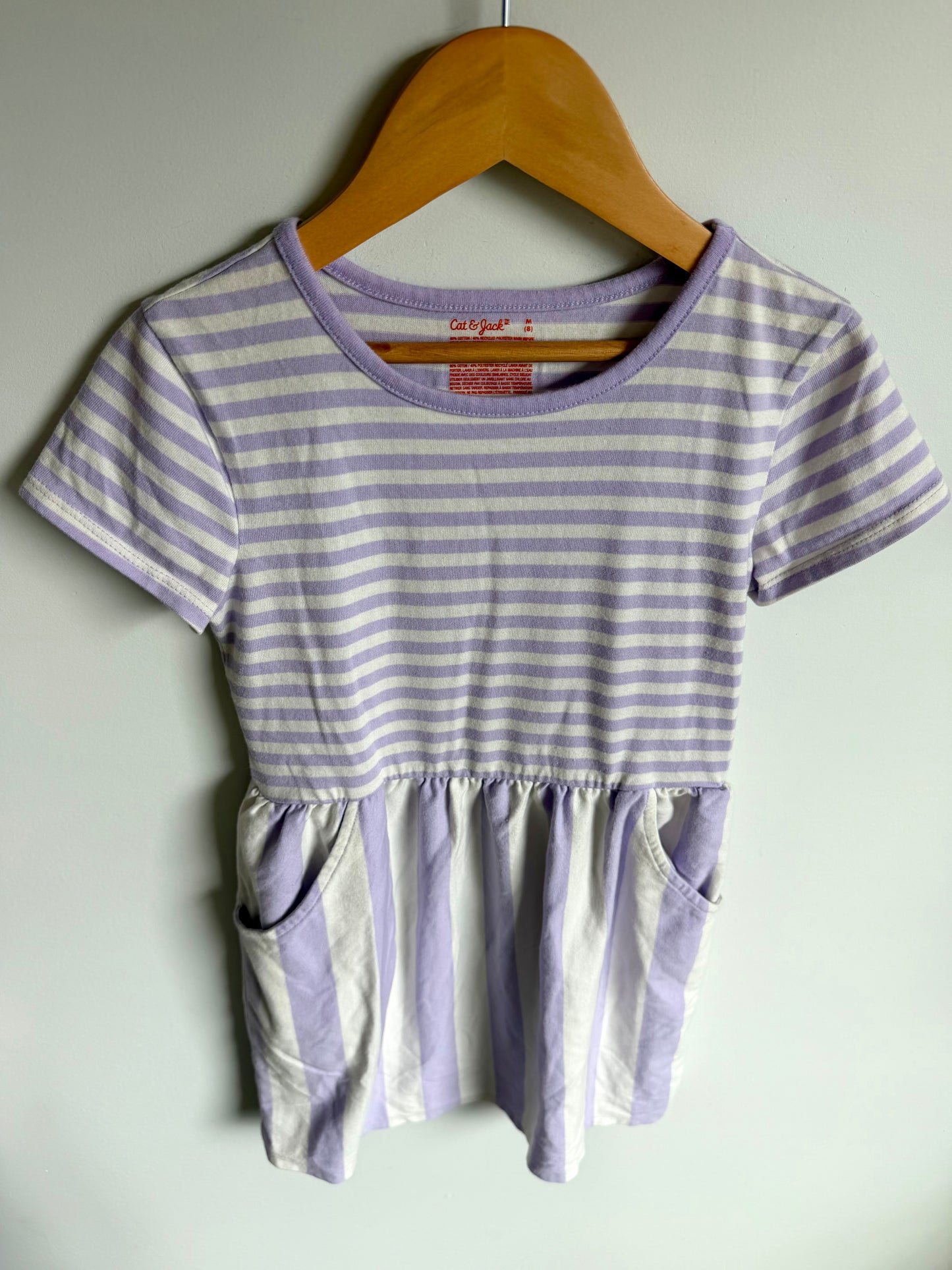Purple Striped Dress with Pockets / 8 years