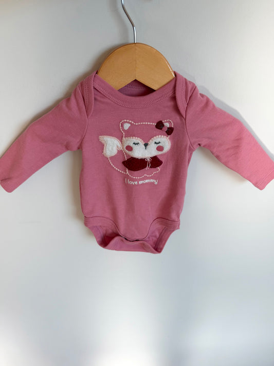 Fox "I Love Mommy" Textured Bodysuit / 3m