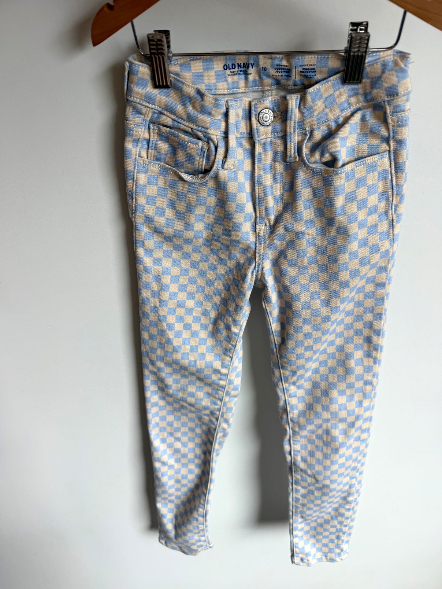 Blue Checkered Rockstar Jeggings / 10 years