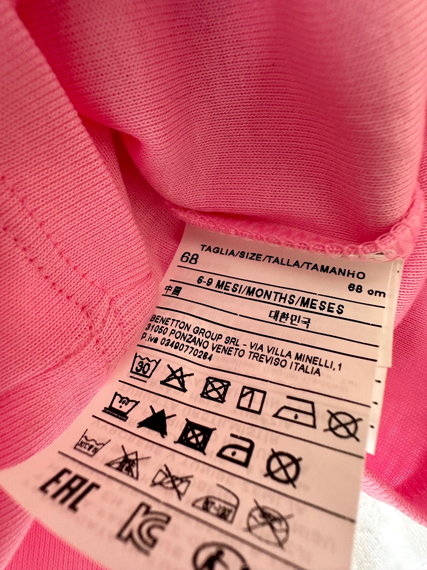 Pink Benetton Top (With Tags) / 6-9m