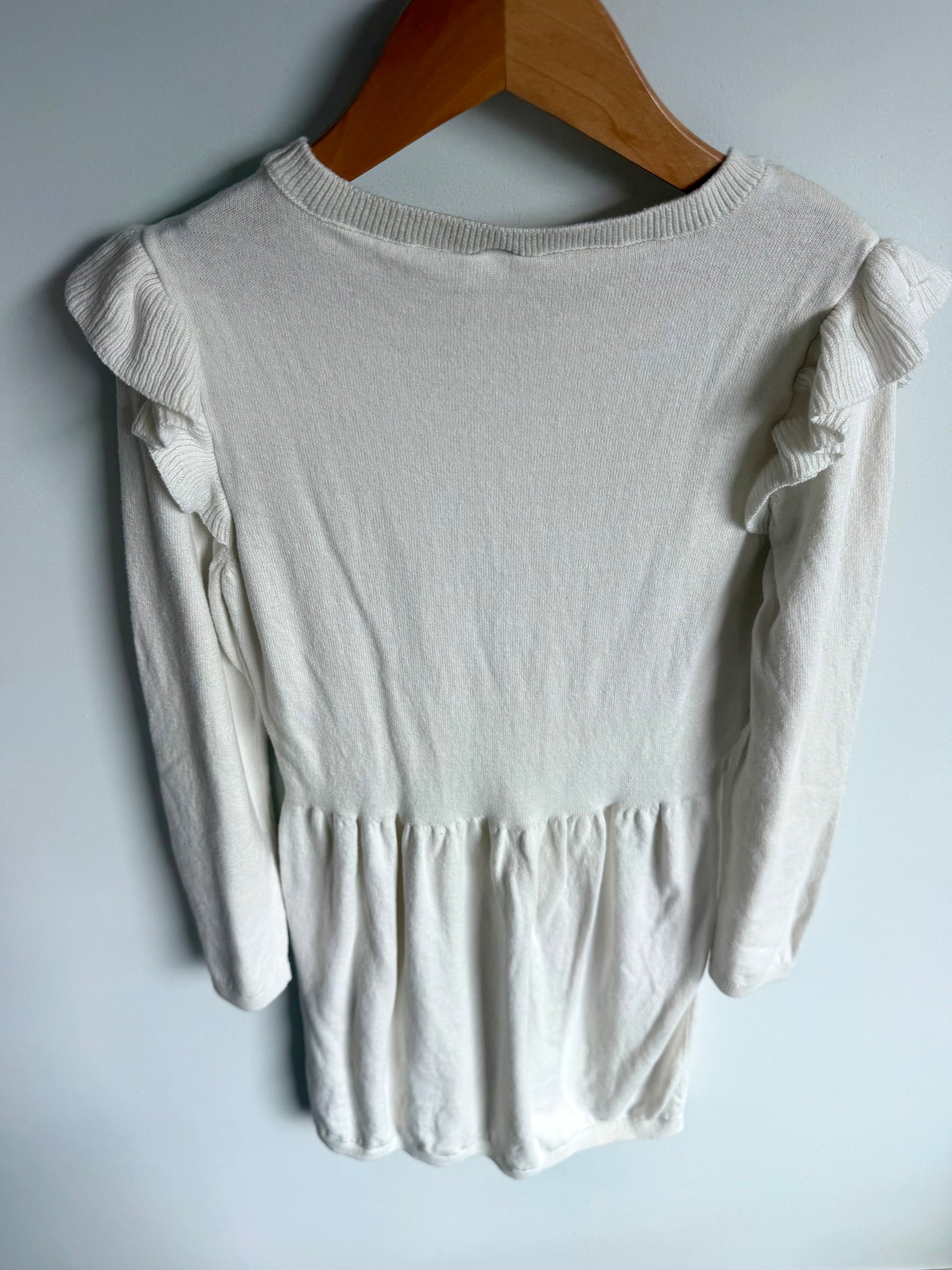 Cream Ruffle Long Sleeve Dress / 12 years