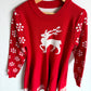 Red Knit Reindeer Long Sleeve Dress / 11-12 years