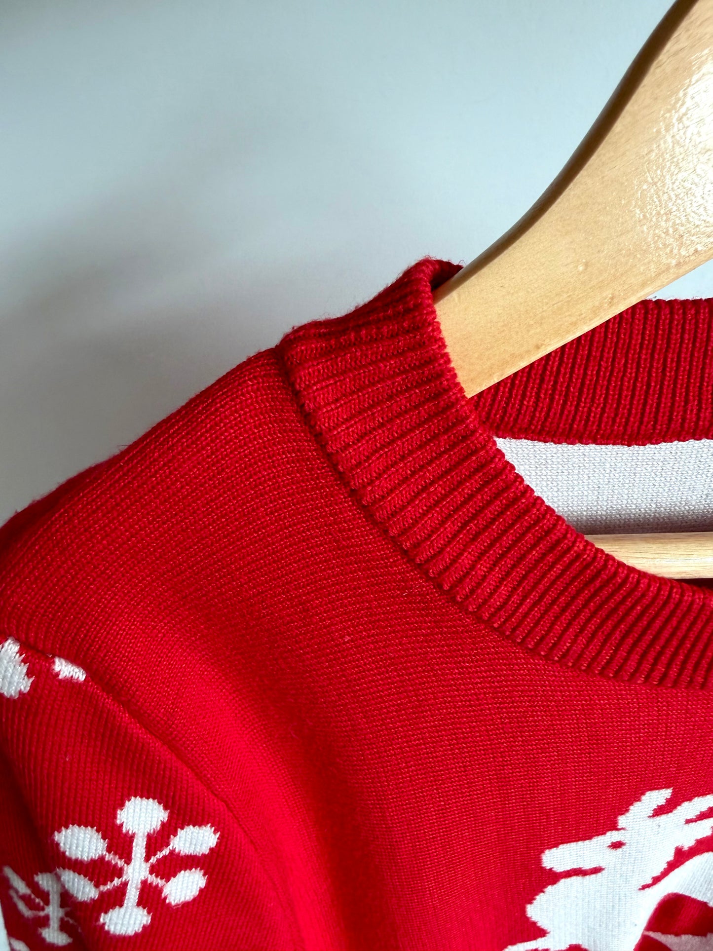 Red Knit Reindeer Long Sleeve Dress / 11-12 years